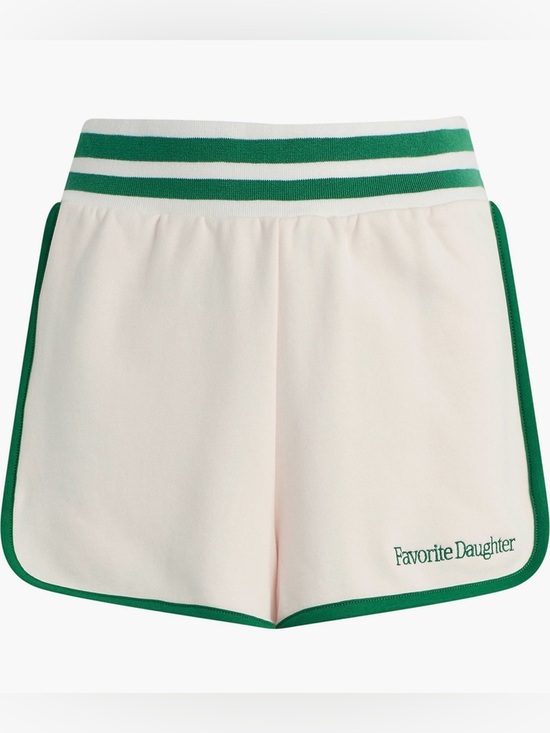 Favorite Daughter Pants - Favorite Daughter Cream Shorts with Green Trim